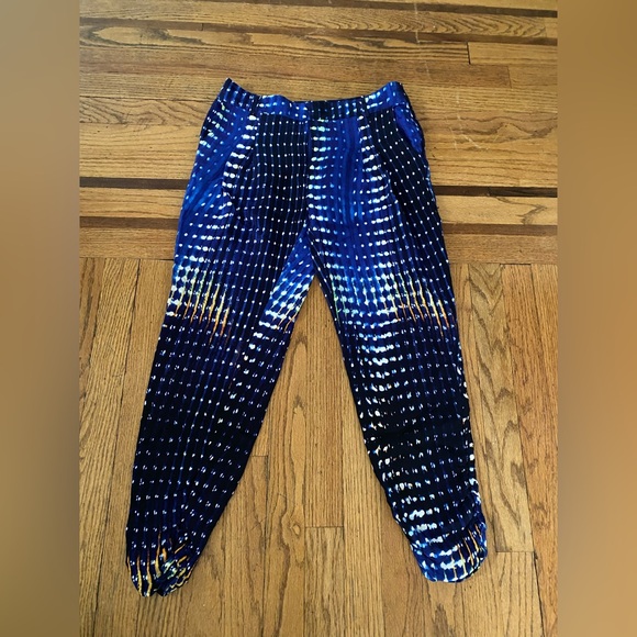 Parker 100% Silk Devlin Ruched Hem Pleated Crop
Pants With Pockets Blue Size 2 - Picture 1 of 6